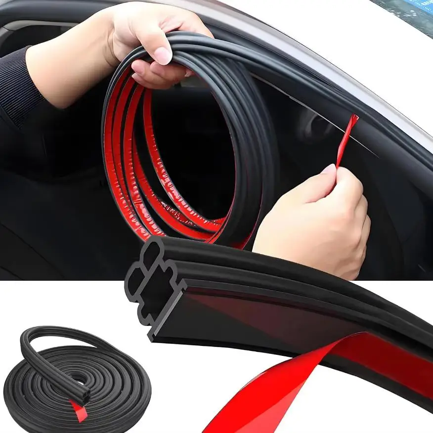 Door Weather Strip - 車のドアゴムシールストリップ二重層ウェザーストリップ自動ドア/フード/トランクプロテクターステッカー防音防水シールストリップ