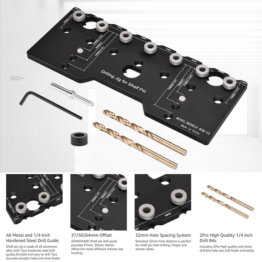 1/4インチ棚ピンジグ、アルミニウム合金キャビネット穴あけガ - Home Improvement Guide のレビューと価格