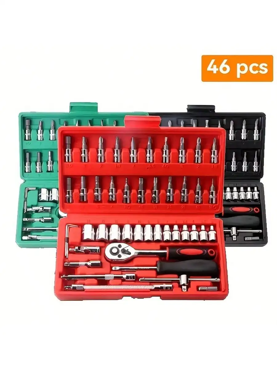 46ピース 1/4インチ ドライブソケットラチェットレンチセ - Home Improvement Supplies のレビューと価格