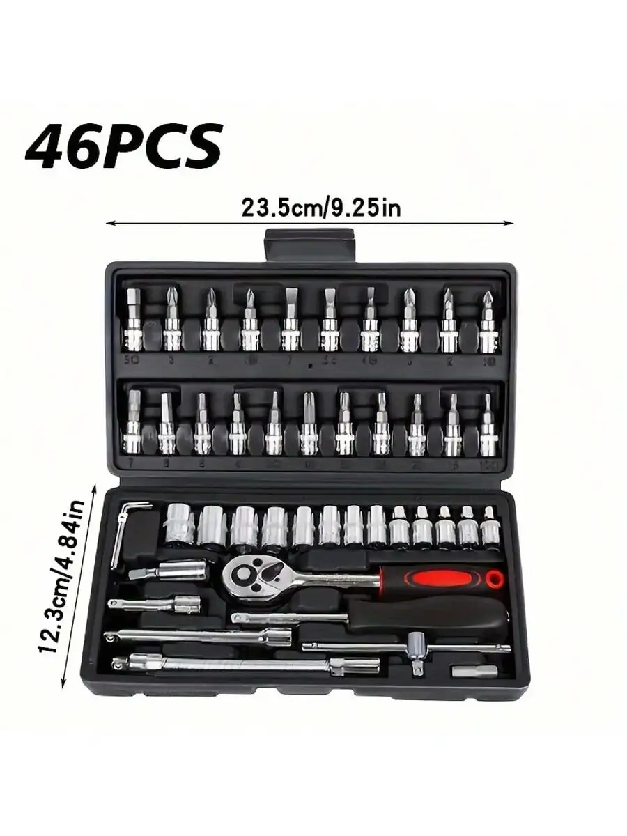 46ピース 1/4インチ ドライブソケットラチェットレンチセ - Home Improvement Supplies のレビューと価格